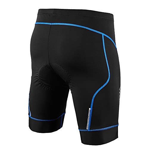 Ally 3D Profesional Hombres Moldeado Acolchado Anti-Bac Ciclismo Culottes con Aire de Alta Permeabilidad - M/L/XL/XXL/XXXL Opcional (Negro/Azul, XL 34"-36")
