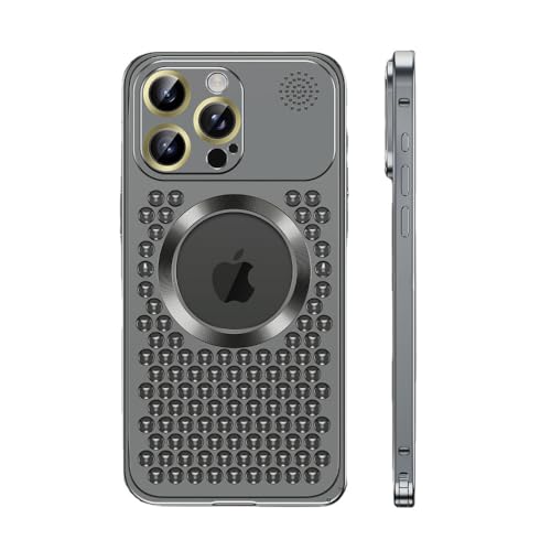 Coque iPhone 16 métal noir magnétique en aluminium pour protection anti-chauffe