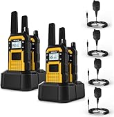 Retevis RB48 Walkie Talkies Long Range, 2 Way Radio with Shoulder Mic, IP67 Waterproof, 2000mAh, Vibration Reminder, Emergency, NOAA,MIL-STD-810H, Heavy Duty Two Way Radios (4 Pack)