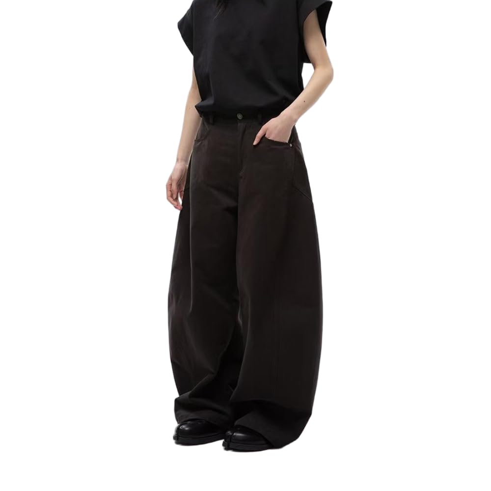 ZBDZSW Pantaloni casual a gamba larga retrò per uomini e donne alla moda tinta unita semplici versatili pantaloni casual