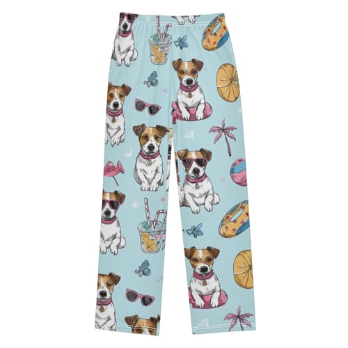 Cool Jack Russell and Tree Boys Long Pants Soft Trousers Elastic Waist Kids Lounge Bottoms with Pockets S-XL