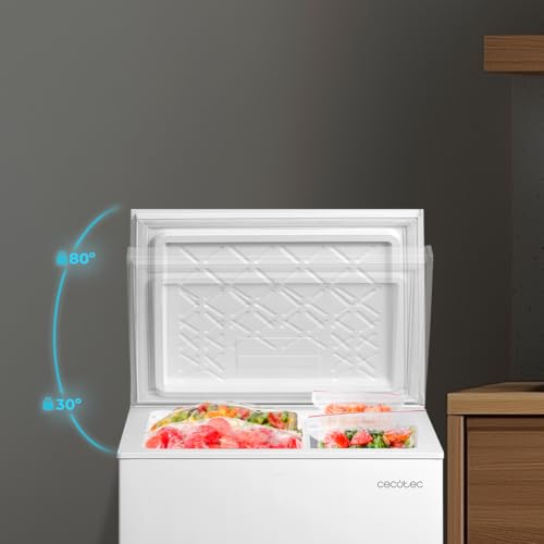 Cecotec Horizontal-Gefrierschrank 99L Bolero CoolMarket Chest 99P Weiß E. Korb mit Griffen, Elektronische LED-Steuerung, UltraContact D-Cool, Dual-Funktion, ZeroG-Tür (80º-30º), Fast Freezing, Kompakt