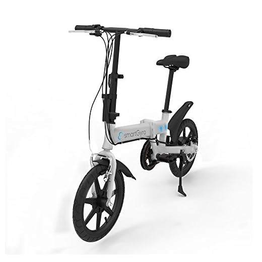 SmartGyro Ebike Silver - Bicicleta Eléctrica, Ruedas de 16", Asistente al Pedaleo, Plegable, Batería extraíble de litio de 4400 mAh, Freno V-Brake y Disco, Autonomía 30-50 Km, color Plata