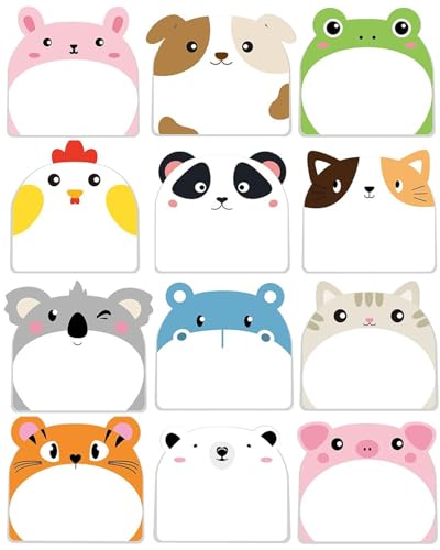 付箋 動物 可愛い【12種類セット】 色紙 メッセージ メモ カード シール 360枚 Abon Abon (動物 12種類)