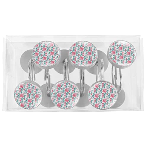 Crochets pour rideau de douche anti-corrosion Anneaux floraux robustes pour doublure 12 pcs - 6
