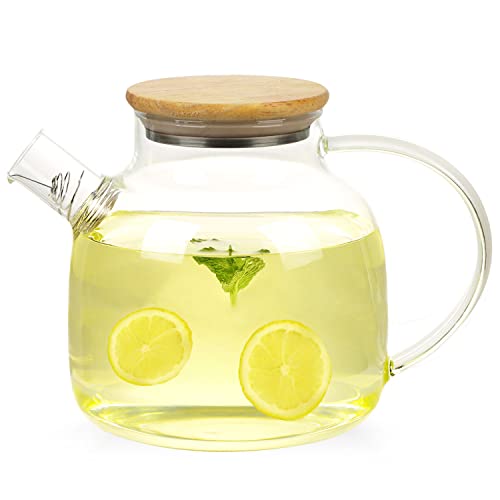 Théière pour feuilles en vrac en verre résistant pour eau bouillante