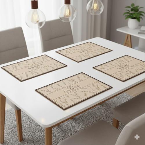 Image of YELONA Leather Dining Table Placemats Set of 4 - Waterproof, Heat Resistant, Anti-Slip, Easy to Clean Table Mats for Dining Table, Kitchen & Home Decor (Cotton Candy, 40 x 30 cm)