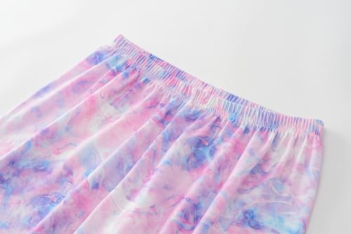Image of Tie Dye Mermaid Sloth Christmas Halloween Pajamas for Girls Long Sleeve and Pants Nighty PJS 2-piece Set Size 6-16