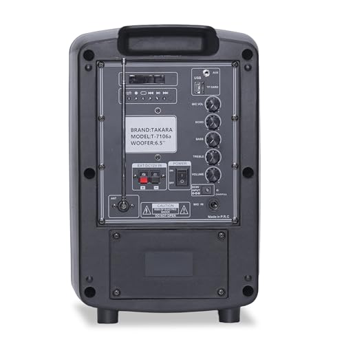Takara T-7106 a Karaoke Speaker 6.5 Inch Portable Multimedia Bluetooth, with Recording, USB, PA System with 2 Wireless Mic, FM. 3 41taA Wh5WL