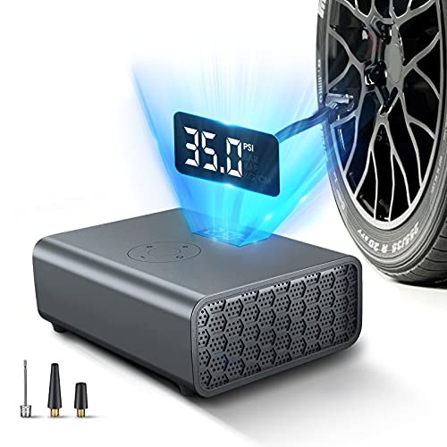 Portable Air Compressor for Car Tires,12V DC Mini Tire Inflator with LED Flashlight,Tire Pump with High Definition LCD Screen,for Car Bike Tires and Other Inflatables