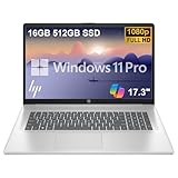 HP 17 Laptop (17.3" FHD Anti-Glare, 16GB RAM, 512GB SSD, AMD Ryzen 5 7430U (> Intel i5-1334U)), Webcam, Long Battery Life, Fast Charge, Numeric Pad, Win 11 Pro w/ Copilot, Business & Student – Silver