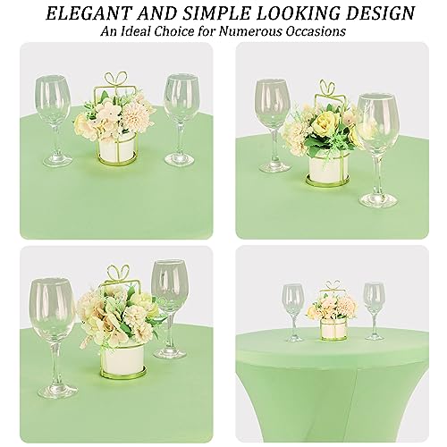 Image of 4 Pack 32x43 Inch Spandex Stretch Square Corners Tablecloth, Fitted High Top Table Cover for Bar, Weddings, Birthday, Banquet, Party (Sage Green)