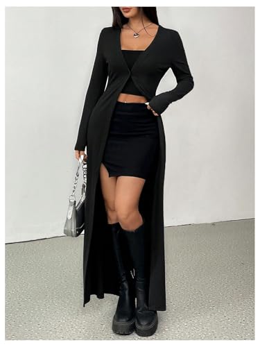 GORGLITTER Women's Y2k Goth Long Cardigan V Neck Button Up Fall Sweater 2025 Long Sleeve Knitted Tops4