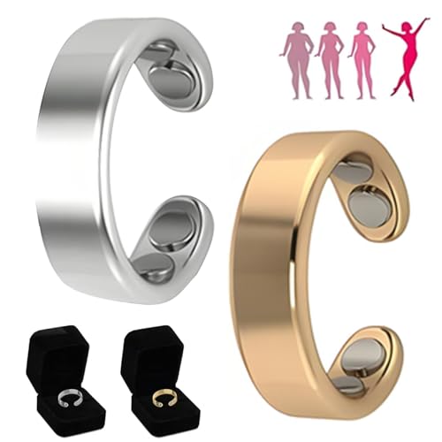 Ring Damen Wechseljahre - Magnetring Wechseljahre 2pcs, Magnetfeldtherapie Ring, Vitalring zum Abnehmen, Fitnessring für Damen, VitalRing Zur Angstreduktion & besseren Schlafen(Gold und Silber)