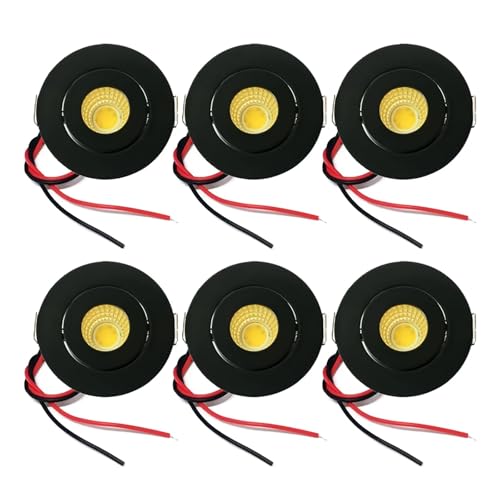 eufeifeiegds 6x 100V 120V 230V ~j COB LED V[OCg 3W V[P[XLrlbgƖ X|bgCg JbgAEgz[ 40-45mm(Black Finish,Warm White 3000K)