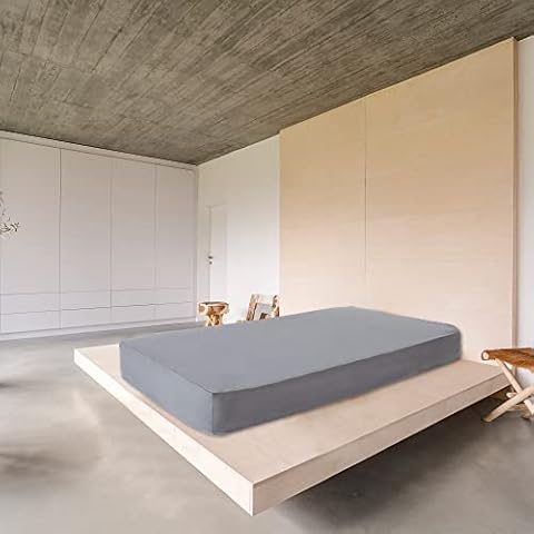 GD HOME Renforce Baumwolle Spannbettlaken/Spannbetttuch aus 100% Baumwolle/Weiches und Atmungsaktives Leintuch 200 x 200 x 30 cm/Jersey Bettlaken/Hellgrau Cover