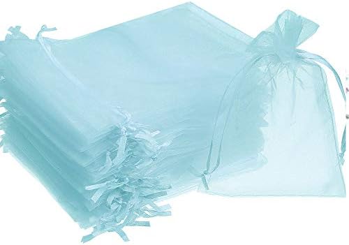 Time to Sparkle 25 Pieces Pouches Organza Gift Bags Oragnza Wedding Favour Bags Jewellery Packing (White, 7x9cm)