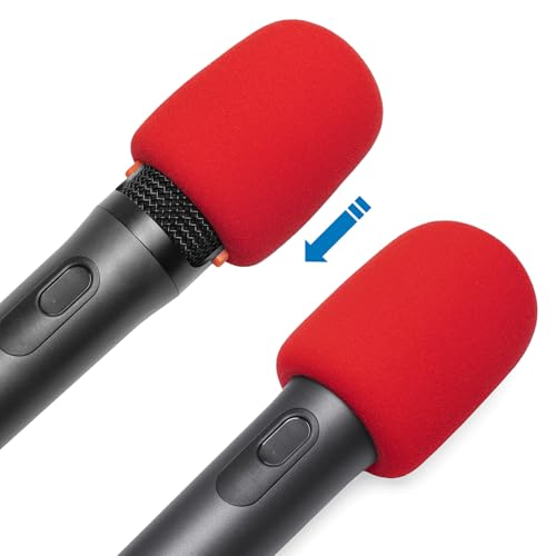 Voarmaks Foam Mic Cover Compatible with JBL PartyBox Wireless Mic Microphones, Wireless Two Microphone System, PartyBox Mic 100, Karaoke Microphone Sponge Windscreen Pop Filter 4-Pack (Red Black) - Thumbnail 5