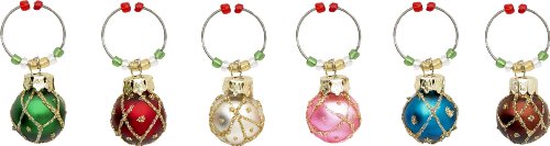 LSArts Wine Glass Charms, Round Ornaments, Set of 6