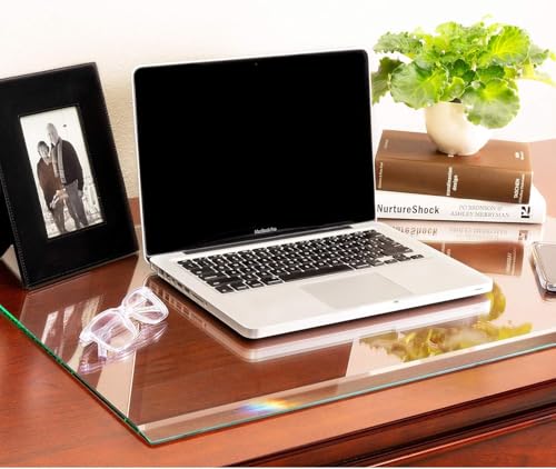 Image of Tempered Glass Desk Mat & Desk Pad, 20 inch x 30 inch, Clear Protector Beveled Edge