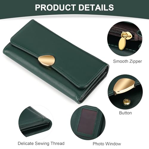 Image of Wallets for Women Trifold Wristlet Wallets Large Capacity RFID Blocking Ladies Purse Credit Card Holder