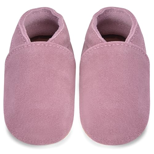 IceUnicorn Baby Lauflernschuhe Krabbelschuhe Baby Mädchen Jungen Lederpuschen Weicher Leder Wildledersohlen Lederschuhe Babys(Rosa, 6-12 Monate)