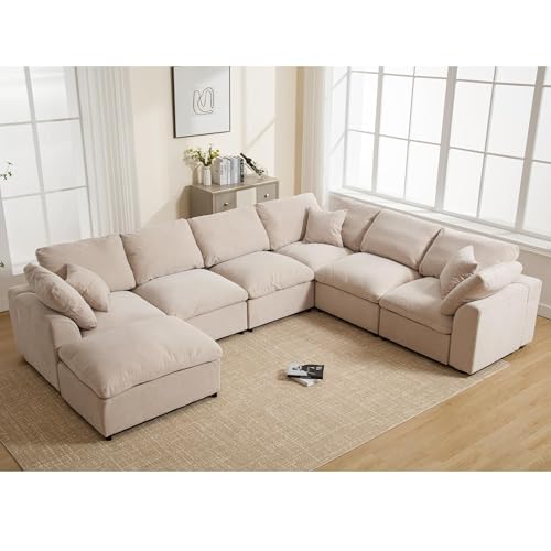 Tmsan 129.3" Oversized Modular Sectional Sofa, U Shaped Couch...