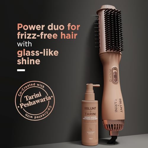 Image of Bblunt WET-TO-DRY AIR SMOOTHENING BRUSH + INSTANT SMOOTH ANTI-FRIZZ SPRAY | Effortlessly Transforms Hair from Wet to Dry | Instant Frizz-Free Hair with Glass-Like Shine | Co-created with Tarini Peshawaria