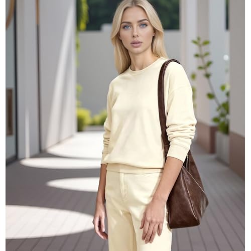 Image of Fozehlad Vegan Leather Hobo Bags for Women | Black Purse Brown Purse Waterproof Slouchy Shoulder Tote Bag for Work Daily