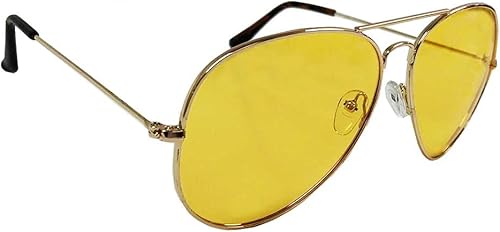 Miniatura 4 de Gafas de sol polarizadas piloto aviador moda lente amarilla gafas de conducción nocturna, tamaño variable, Amarillo