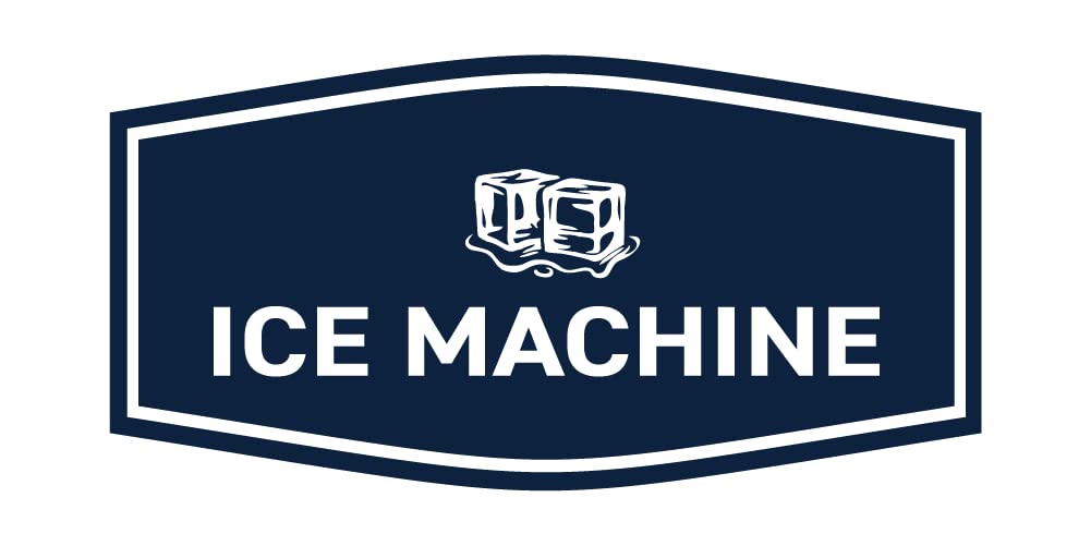 Fancy Ice Machine Sign (Navy Blue/White) - Small
