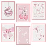 Chunful 6 Pcs Pink Bow Diamond Painting Kits, DIY Painting for Adults Diamond Crafts Aesthetic Room Decor Cute Coquette Bow Pictures 5d Craft Wall Decor for Home, 10 x 11.8''