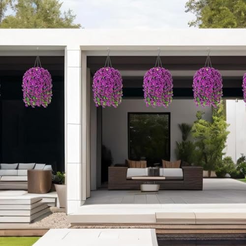 Flores para exterior cestas colgantes con seda realista y antioxidante 8