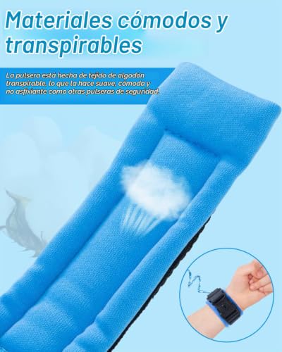 Miniatura 5 de Dr.Meter 2 Correas Para Niños, Correa Para Niños, Giratoria 360 , Cinturón Antipérdida, Correa De Seguridad Reflectante Con Cierre De Seguridad Azul Naranja