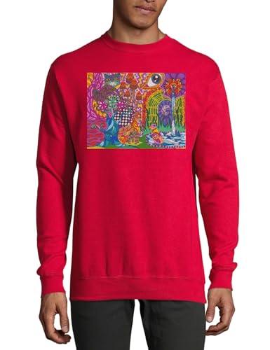 Pull en coton rouge imprimé Magic Shroom Art vêtement psychédélique