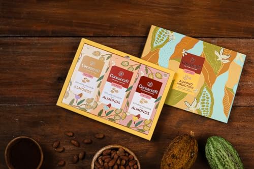 Image of Cocoacraft Almond Addiction | Sugar Free Chocolate Gift Box | Pack of 3 Milk, White & Dark Chocolates | Premium Gift Hamper for Christmas, Birthday, Wedding, Anniversary & Corporate Gifting