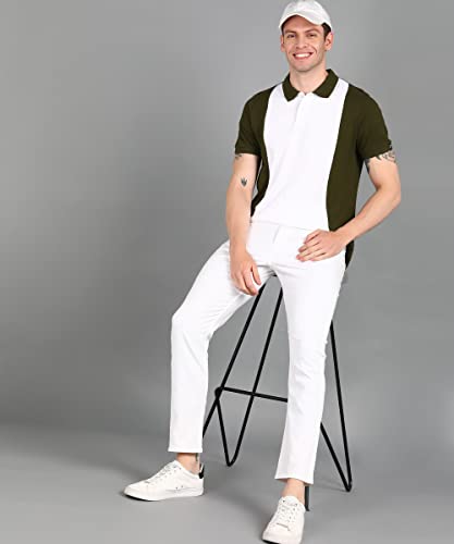 Image of Urbano Fashion Men's Colour-Block Slim Fit Half Sleeve Cotton Polo T-Shirt