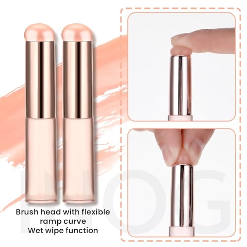 Image of INOG 2pcs Silicone LipBrush LipApplicator with Cap Elastic Silicone LipBalm Applicator Reusable LipMask Applicator LipSmudge Brush for Lipstick LipGloss LipTint LipMask LipMakeup Brush(Rose Pink)