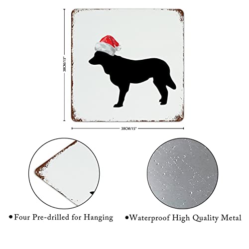 Panneau en métal Labrador de Noël, décoration murale rustique maison 38cm - 2