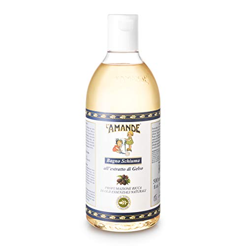 L'AMANDE - Gel de ducha para hombre y mujer con aceite esencial de romero, gel limpiador e hidratante corporal - Baño espuma suave y natural con notas de salvia y extracto de morera, 500 ml