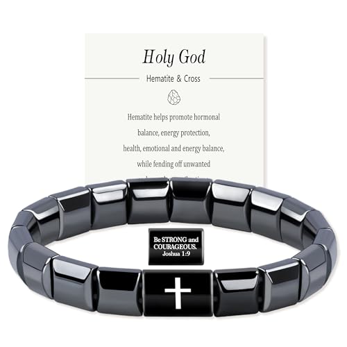 Pulsera de cruz de hematita para hombre miniatura 1