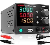 YITRANIC Labornetzteil DC, 0-30V 0-5A Regelbar, 4-stelliger LED-Anzeige Labornetzgerät mit QC18W USB Schnellladung, für Elektronik, Labor, Reparatur