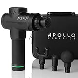 Apollo Kinetics Pulse Massage Gun Portable Electric Deep Tissue Percussion Muscle Massager Drill, Hand Held Cordless Design, Full Body Pain Relief Recovery Stimulator, 4 Heads & Carry Case Included