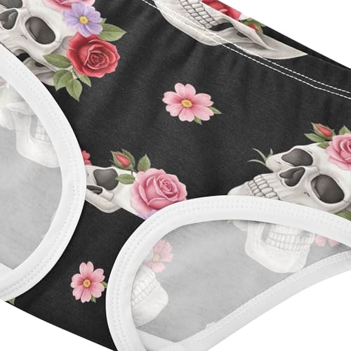 Cotton Toddler Girls Underwear White Skulls Floral Black Flowers Girl Panties Cute Animal Briefs Girls Undies 2t4