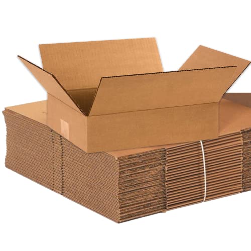 Image of BOX USA Shipping Boxes 12 inchL x 8 inchW x 3 inchH 25-Pack Flat Corrugated Cardboard Box for Packing, Moving and Storage