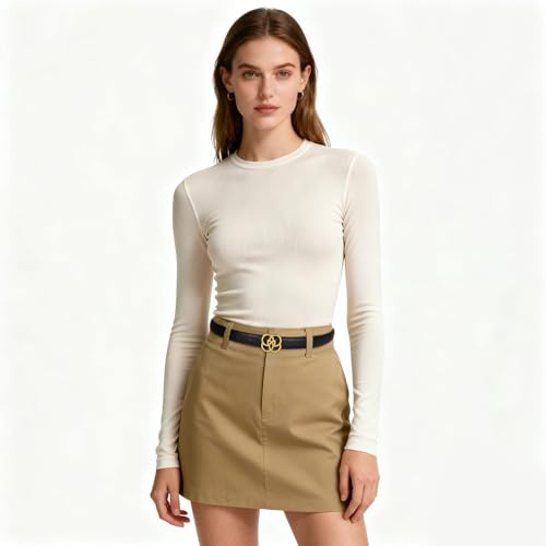 Image of Aurolran Women's Leather Belt with Buckle - Ideal for Dresses, Jeans, and Coats