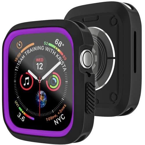 D & K Exclusives Compatible with Apple Watch 40mm Case, Shockproof Sport Protective Bumper Case for iWatch Women Men Kids GPS iWatch Series 6/5/4/SE, Black, Purple -  SS-2