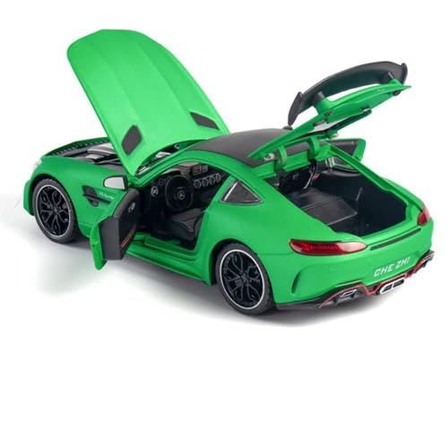 Image of WORSHIPER 1:24 Diecast Model Alloy Mrcedes AMG GTR Alloy Metal Pull Back with 6 Openable Doors & Sound Light Toy car for Kids Best Gift Toys for Kids Boys (1:24 AMG GTR - Green Color)