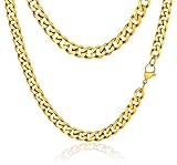 Daisy Philip 3mm 5mm 7mm 8mm CURB Mens Necklace Gold Chain Cuban - Stainless Steel Jewellery - Neck Link Chains for Men Man Women Boys Kids (50cm*5mm)