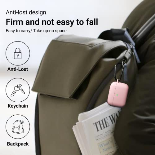 Coque AirPods Pro rose IceSword en silicone avec porte-clés